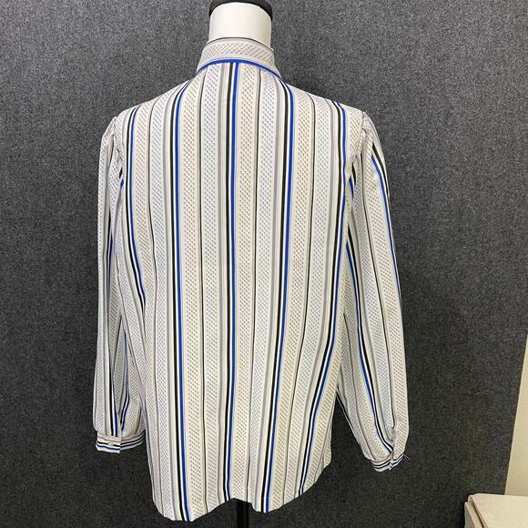Vintage Alfred Dunner Striped Secretary Blouse | Size 14 | Blue White Tie Neck - Picture 4 of 7